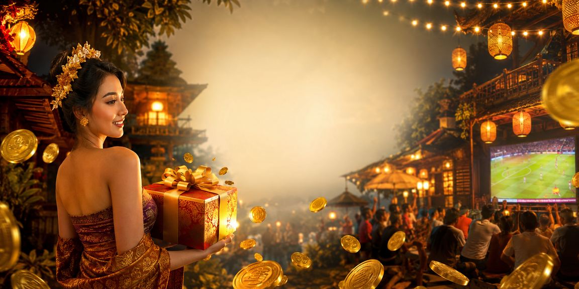 Ilustrasi bonus deposit dengan dekorasi lampion festival berwarna warni yang meriah