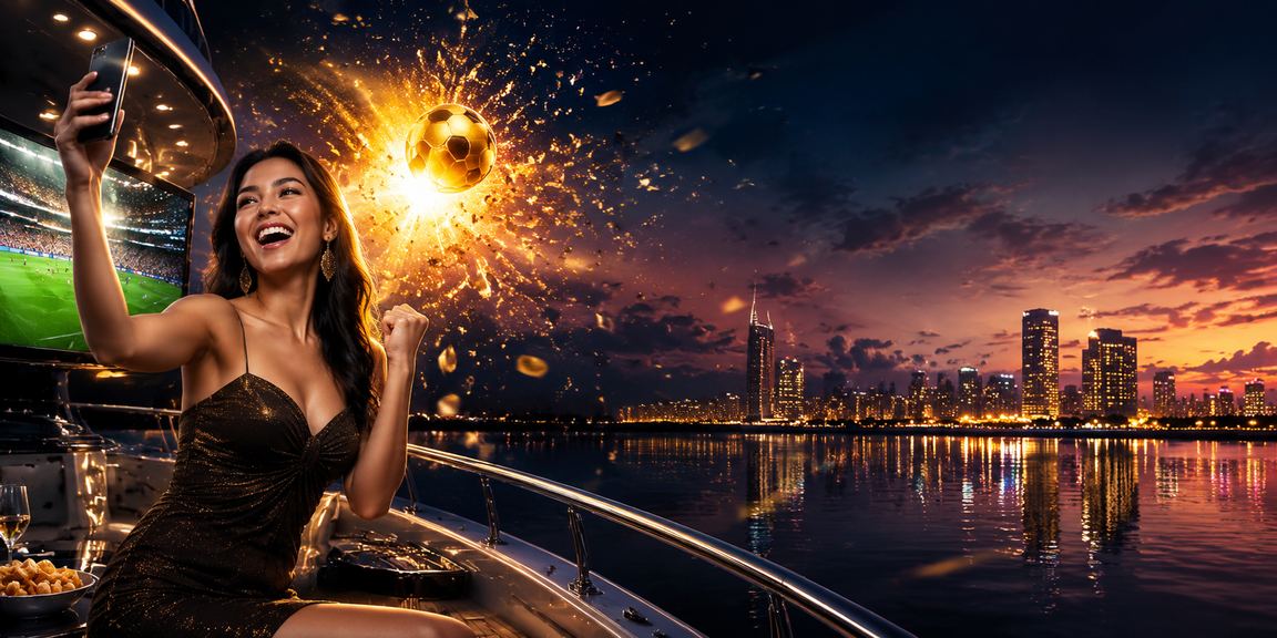 Seseorang bermain casino mobile di tepi pantai dengan pemandangan laut biru di latar belakang